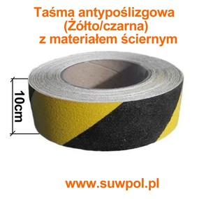 Taśma antypoślizgowa samoprzylepna z materiałem ściernym (Żółto/Czarna) Szer. 10cm